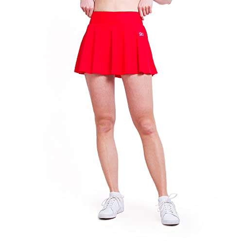 Sportkind Mädchen & Damen Tennisskort mit Ballgürtel, atmungsaktiver Sport Rock mit Innenhose, rot, Gr. 134 von Sportkind