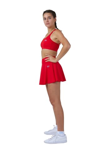 Sportkind Mädchen & Damen Tennisskort mit Ballgürtel, atmungsaktiver Sport Rock mit Innenhose, rot, Gr. XL von Sportkind