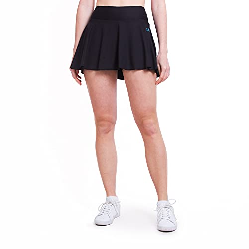 Sportkind Mädchen & Damen Tennisskort mit Ballgürtel, atmungsaktiver Sport Rock mit Innenhose, schwarz, Gr. M von Sportkind