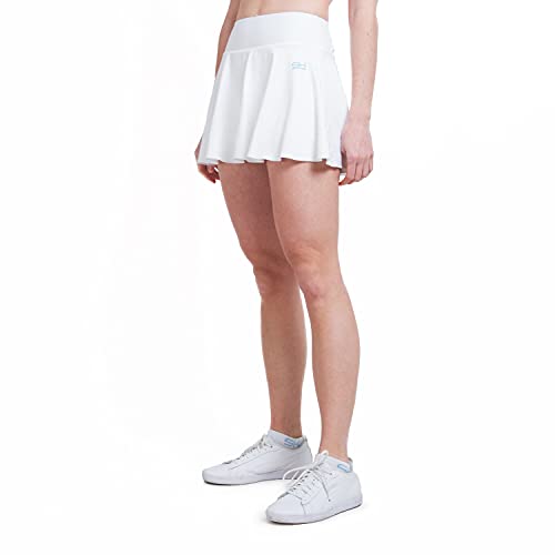 Sportkind Mädchen & Damen Tennisskort mit Ballgürtel, atmungsaktiver Sport Rock mit Innenhose, weiß, Gr. 152 von Sportkind