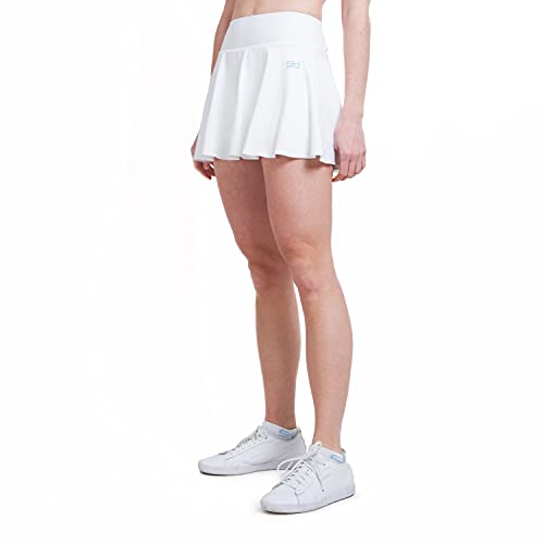 Sportkind Mädchen & Damen Tennisskort mit Ballgürtel, atmungsaktiver Sport Rock mit Innenhose, weiß, Gr. 164 von Sportkind