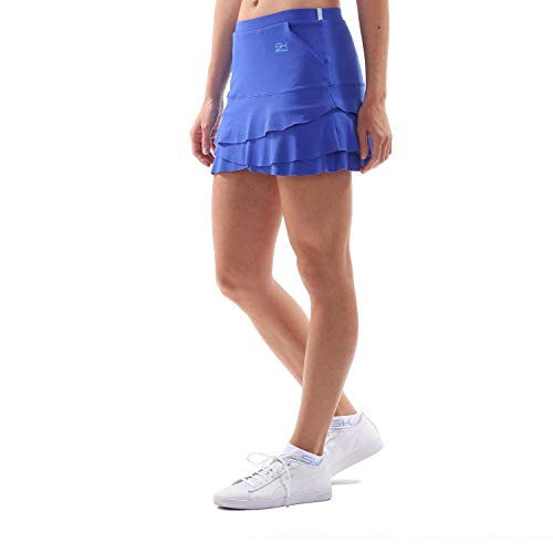 Sportkind Mädchen & Damen Tulip Tennis, Hockey, Golf Skort, Rock mit Taschen & Innenhose, atmungsaktiv, UV-Schutz, Kobaltblau, Gr. 128 von Sportkind