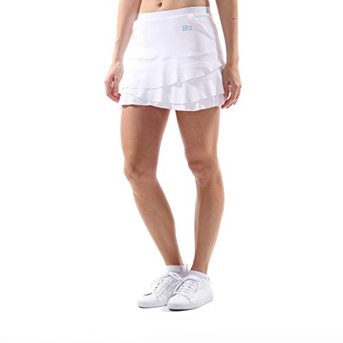 Sportkind Mädchen & Damen Tulip Tennis, Hockey, Golf Skort, Rock mit Taschen & Innenhose, atmungsaktiv, UV-Schutz, Weiss, Gr. 140 von Sportkind