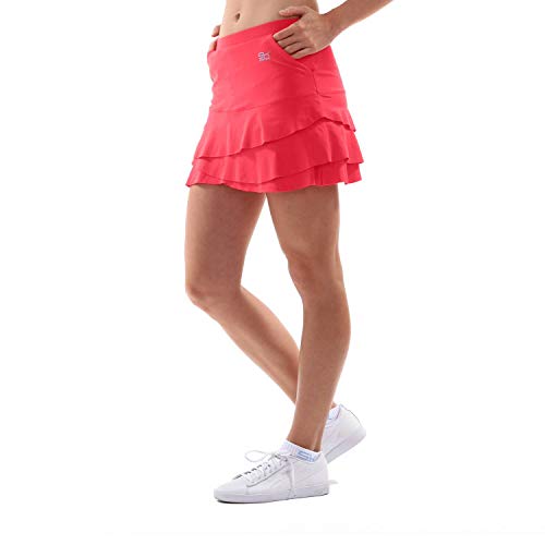 Sportkind Mädchen & Damen Tulip Tennis, Hockey, Golf Skort, Rock mit Taschen & Innenhose, atmungsaktiv, UV-Schutz, Pfirsich, Gr. 152 von Sportkind