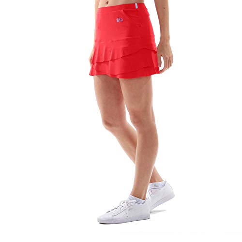 Sportkind Mädchen & Damen Tulip Tennis, Hockey, Golf Skort, Rock mit Taschen & Innenhose, atmungsaktiv, UV-Schutz, rot, Gr. 146 von Sportkind