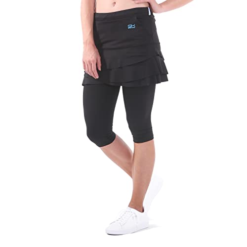 Sportkind Mädchen & Damen Tulip Tennis, Sport, Lauf 2-in-1 Leggings mit Rock & Taschen, Skapri, schwarz, Gr. 146 von Sportkind