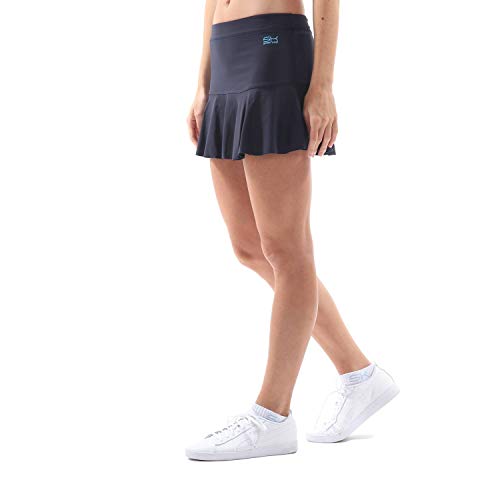 Sportkind Mädchen & Damen glockiger Tennis, Hockey, Sport Skort, Rock mit Innenhose, atmungsaktiv, UV-Schutz, Navy blau, Gr. M von Sportkind