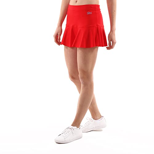 Sportkind Mädchen & Damen glockiger Tennis, Hockey, Sport Skort, Rock mit Innenhose, atmungsaktiv, UV-Schutz, rot, Gr. 134 von Sportkind