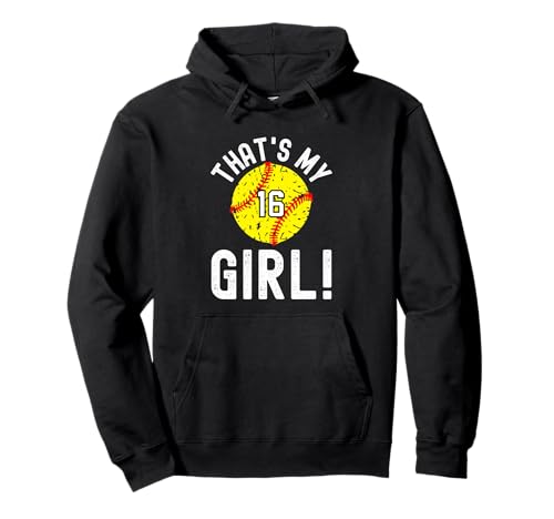 Das ist mein Mädchen Softball Nummer 16 Pullover Hoodie von Sportlegende