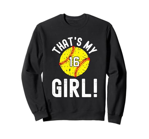 Das ist mein Mädchen Softball Nummer 16 Sweatshirt von Sportlegende