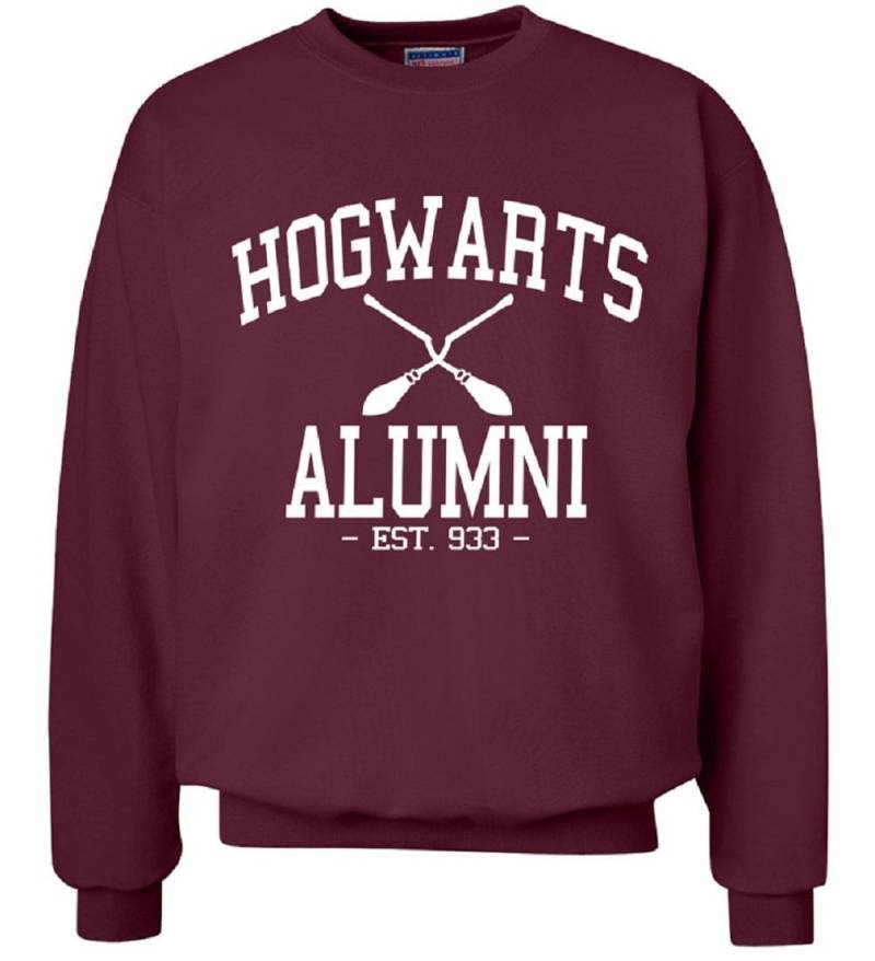 Alumni Wizard School Crewneck Sweater Unisex Maroon Oder Grau Sweatshirt Pott Head Wizadary Nerd Geek Movie Lover Jumper England Hp von Sportley