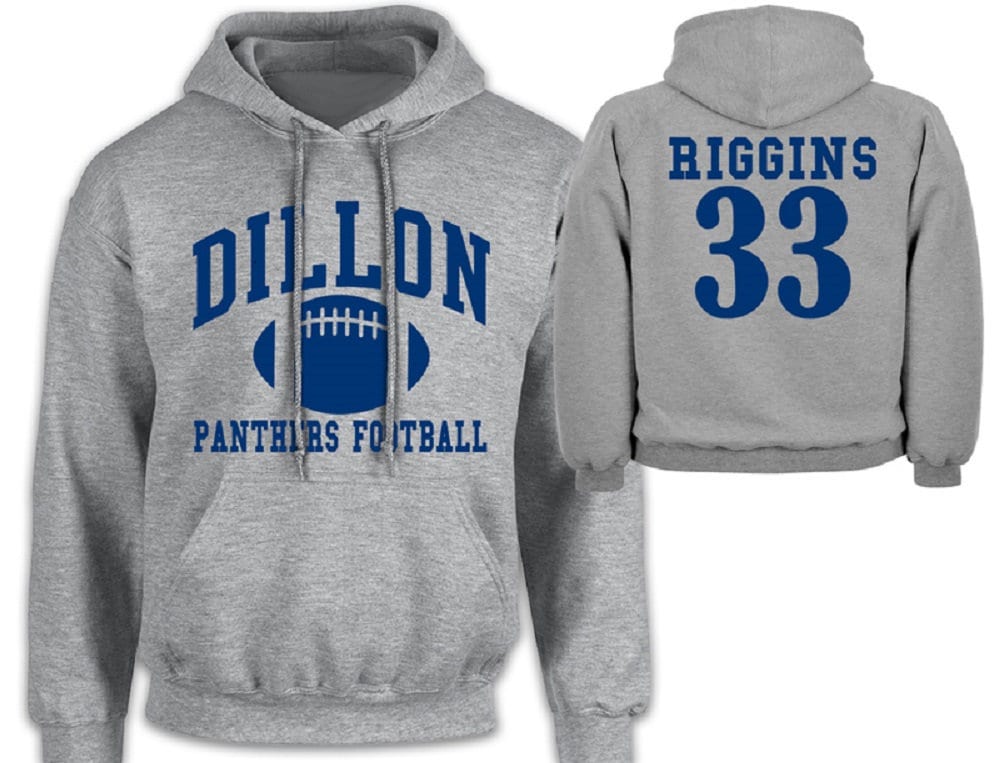 Dillon Panthers Friday Night Lights Riggins Hoodie Unisex Sport Grau Rücken Und Front Print Pullover Fnl Hoody Highschool Football von Sportley