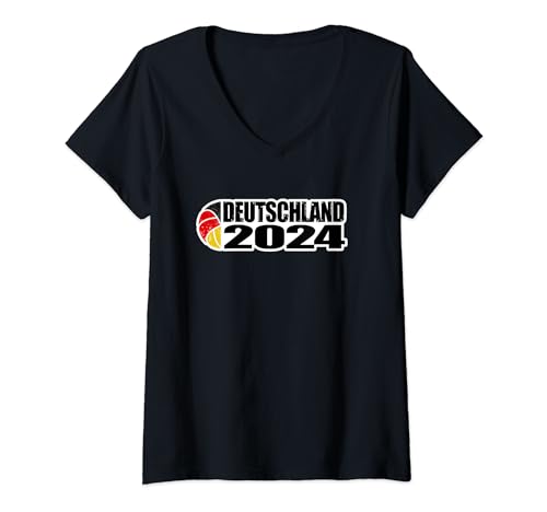 Damen Handball Deutschland 2024 Trikot T-Shirt mit V-Ausschnitt von Sportliche Design für jede Ballsportart