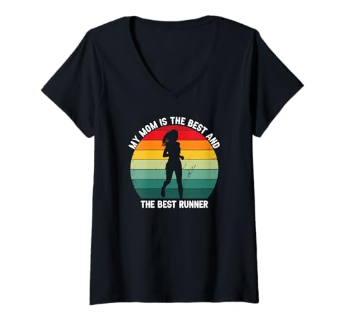 Damen Meine Mama Ist Die Beste Und Schnellste Läuferin T-Shirt mit V-Ausschnitt Damen Meine Mama Ist Die Beste Und Schnellste Läuferin T-Shirt mit V-Ausschnitt von Sportliche Mütter Stolze Familie Humor