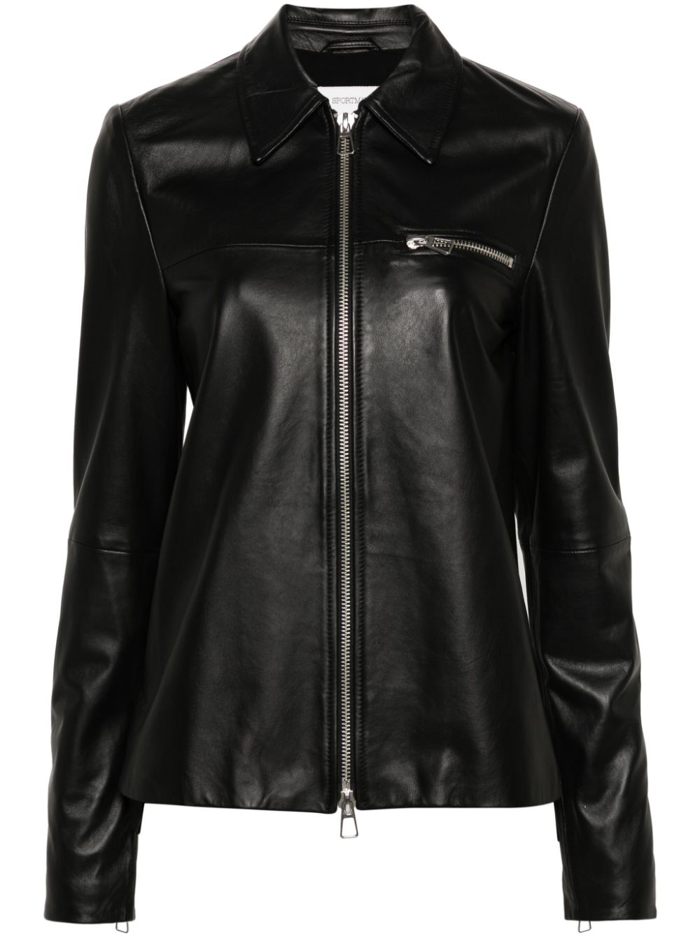 Sportmax Lederjacke mit Reißverschluss - Schwarz von Sportmax