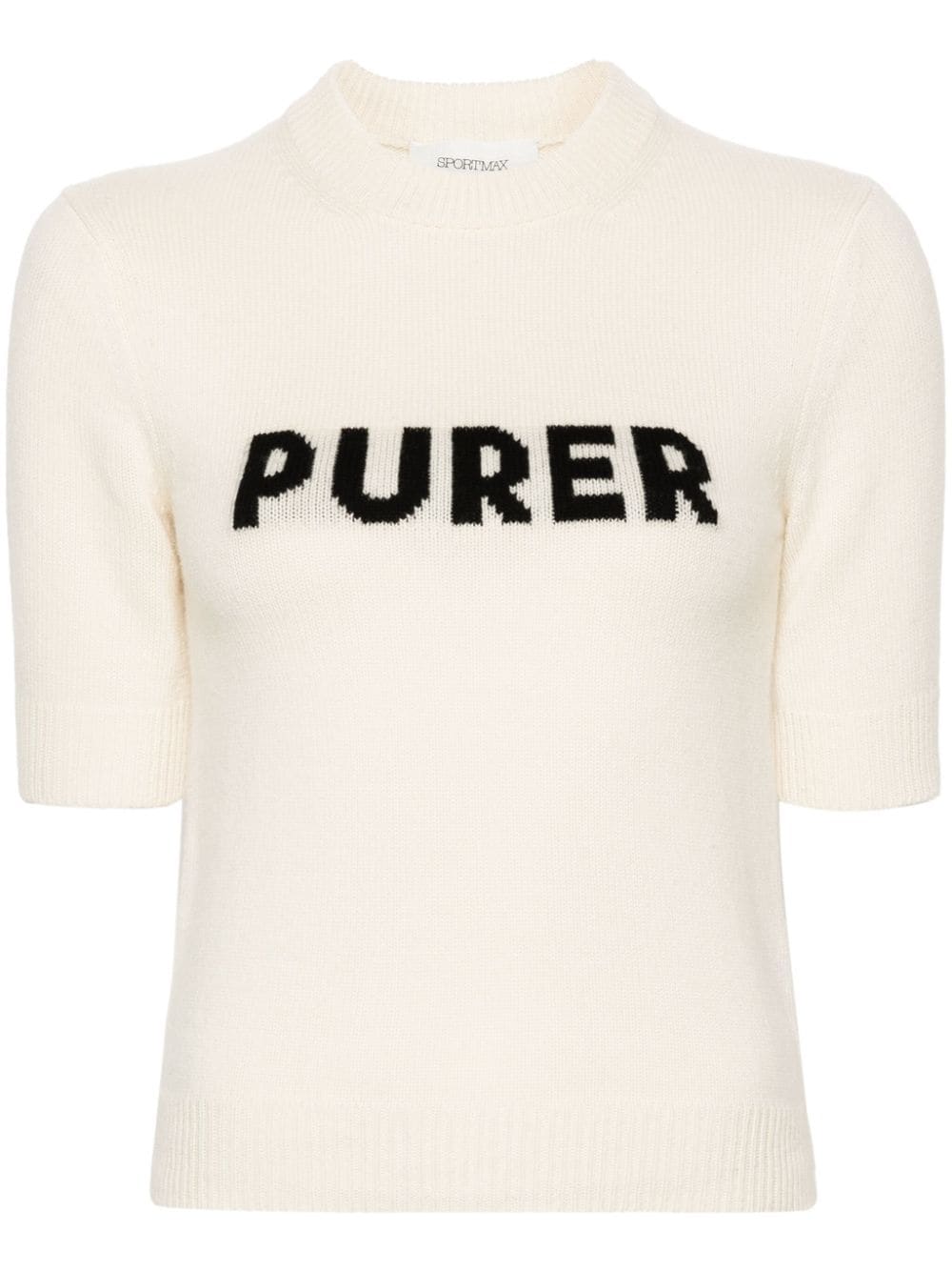 Sportmax T-Shirt mit Intarsien-Logo - Nude von Sportmax