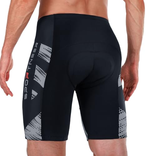 Sportneer Radlerhose Herren Gepolstert Kurz mit Sitzpolster 4D Fahrradhose Herren Schnelltrockende& Elastische Radhose Herren– Verbesserte Elastizität und Luftdurchlässigkeit Radlerhose Herren von Sportneer