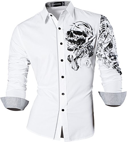 Sportrendy Herren Freizeit Hemden Slim Button Down Long Sleeves Dress Shirts Tops JZS042 White M von Sportrendy