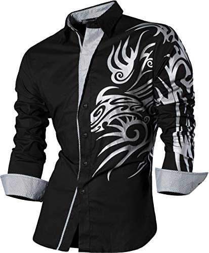 Sportrendy Herren Freizeit Hemden Slim Button Down Long Sleeves Dress Shirts Tops JZS043 Black M von Sportrendy