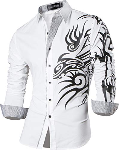 Sportrendy Herren Freizeit Hemden Slim Button Down Long Sleeves Dress Shirts Tops JZS043 White S von Sportrendy