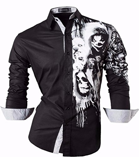 Sportrendy Herren Freizeit Hemden Slim Button Down Long Sleeves Dress Shirts Tops JZS047 Black S von Sportrendy