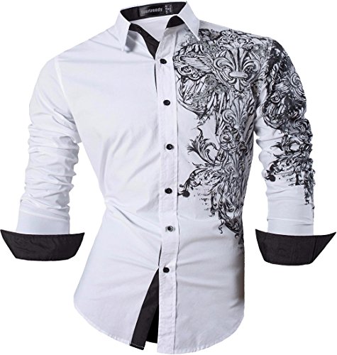 Sportrendy Herren Freizeit Hemden Slim Button Down Long Sleeves Dress Shirts Tops JZS048 White S von Sportrendy