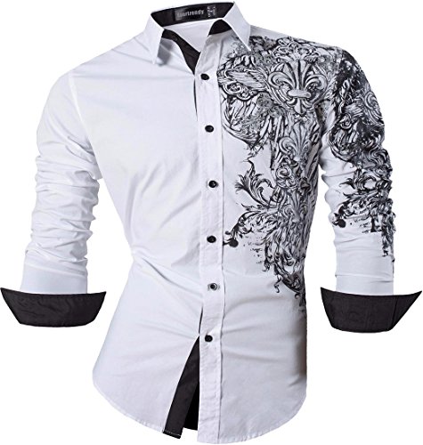 Sportrendy Herren Freizeit Hemden Slim Button Down Long Sleeves Dress Shirts Tops, XL, Jzs048_white von Sportrendy