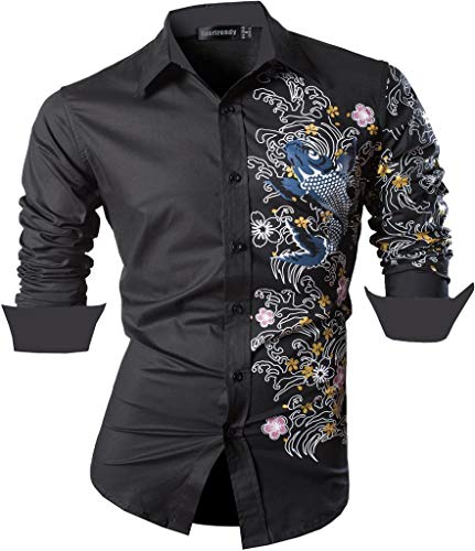 Sportrendy Herren Freizeit Hemden Slim Button Down Long Sleeves Dress Shirts Tops JZS091 Black S von Sportrendy