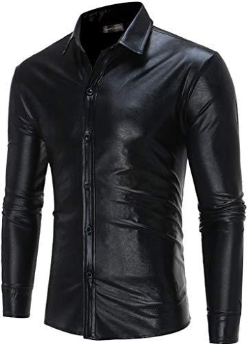 Sportrendy Herren Hemden Casual Mode Design Slim Fit Dress Shirt JZA119 Black L von Sportrendy