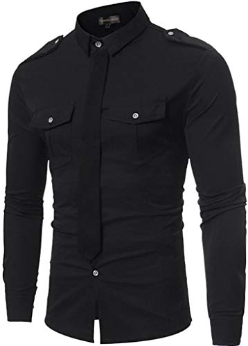 Sportrendy Herren Hemden Freizeit Design Casual Mode Shirt JZA120 Black XL von Sportrendy