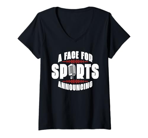 Damen Face for Sports Ankündigung Design T-Shirt mit V-Ausschnitt Damen Face for Sports Ankündigung Design T-Shirt mit V-Ausschnitt von Sports Announcer Tees