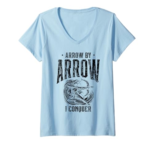 Damen Arrow By Arrow I Conquer Archer Bow Arrow Bogenschießen Sport T-Shirt mit V-Ausschnitt Damen Arrow By Arrow I Conquer Archer Bow Arrow Bogenschießen Sport T-Shirt mit V-Ausschnitt von Sports Athlete Sayings For Archer Archery Bow