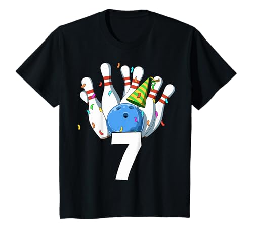 Sports Birthday Bowling-Themen T-Shirt für Jungen, Schwarz, Kind 80, Kurzarm, V-Ausschnitt, 7. Geburtstag Sports Birthday Bowling-Themen T-Shirt für Jungen, Schwarz, Kind 80, Kurzarm, V-Ausschnitt, 7. Geburtstag von Sports Birthday