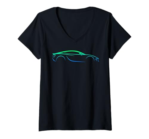 Damen Rennwagen Racer Boy Driver Dad Modern Race Cool Grafik T-Shirt mit V-Ausschnitt von Sports Car Lover Pit Crew Birthday Gifts