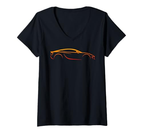 Damen Rennwagen Racer Boy Driver Dad Modern Race Cool Grafik T-Shirt mit V-Ausschnitt von Sports Car Lover Pit Crew Birthday Gifts