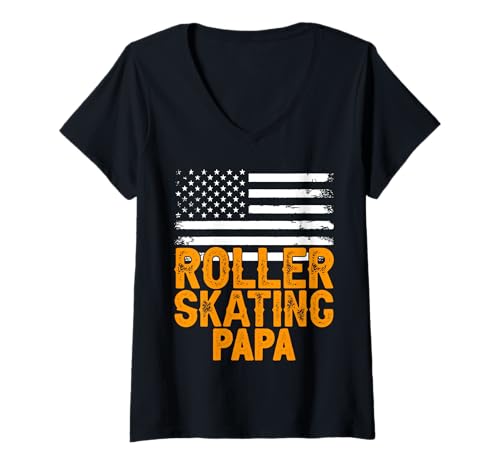 Damen Rollschuhlaufen Papa Shirt perfekt für Sport Papa T-Shirt mit V-Ausschnitt von Sports Dad Apparel