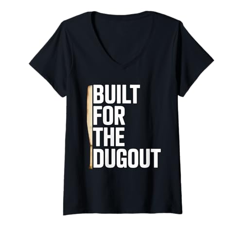 Damen Lustiger Spruch gebaut für den Dugout Baseball Sport Damen Herren T-Shirt mit V-Ausschnitt von Sports Humor for Dad Friends Players Player Fans