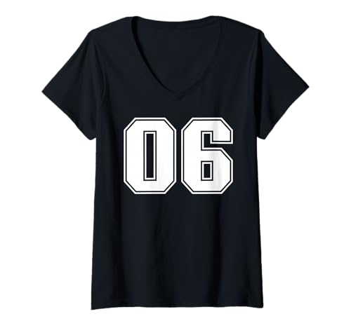 Damen 06 Teamsport-Grafikdesign Varsity Matching T-Shirt mit V-Ausschnitt von Sports Numbers Matching Birthday Gifts