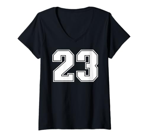 Damen 23 Mannschaftssportgrafik, Nummer 23, Varsity Matching T-Shirt mit V-Ausschnitt von Sports Numbers Matching Birthday Gifts