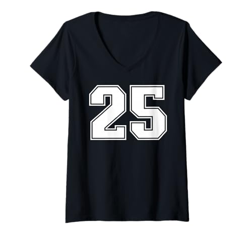 Damen 25 Mannschaftssportgrafik, Nummer fünfundzwanzig, Varsity Matching T-Shirt mit V-Ausschnitt von Sports Numbers Matching Birthday Gifts