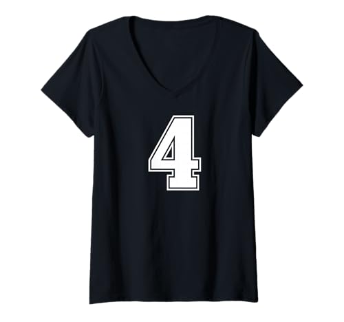 Damen 4 Mannschaftssportgrafik, Varsity Matching T-Shirt mit V-Ausschnitt von Sports Numbers Matching Birthday Gifts