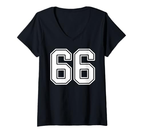 Damen Nummer 66 Fan Spieler Trikot Style #66 Herren Damen Kinder T-Shirt mit V-Ausschnitt Damen Nummer 66 Fan Spieler Trikot Style #66 Herren Damen Kinder T-Shirt mit V-Ausschnitt von Sports Team Uniform Gear Group Costume
