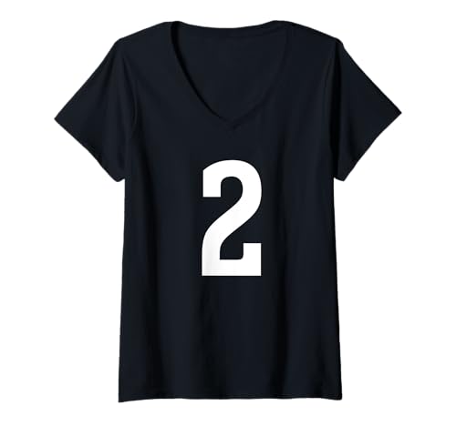 Damen Nummer Zwei #2 Sport Team Uniform T-Shirt mit V-Ausschnitt Damen Nummer Zwei #2 Sport Team Uniform T-Shirt mit V-Ausschnitt von Sports Teams Numbers Front and Back Team Uniform