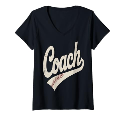 Damen Klassischer Baseballtrainer T-Shirt mit V-Ausschnitt Damen Klassischer Baseballtrainer T-Shirt mit V-Ausschnitt von Sports Vintage Tees
