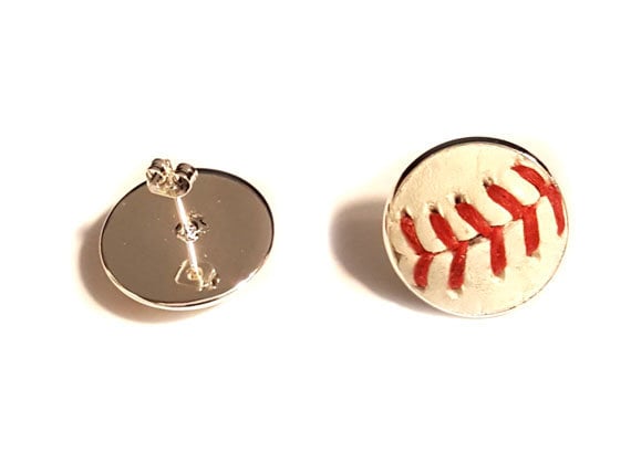 Baseball Ohrstecker Hergestellt Aus Einem Echten Baseball Ohrstecker Hergestellt Aus Einem Echten von SportsCufflinks