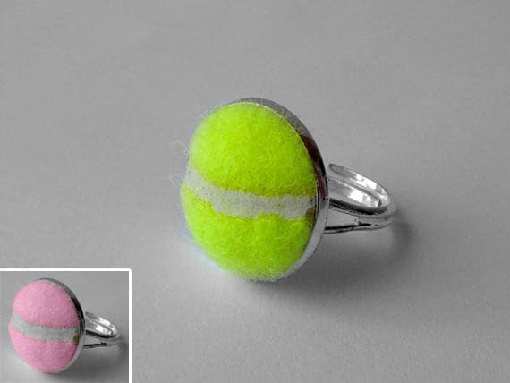 Echter Tennisball Ring - Handgefertigter Aus Einem Gelben Oder Pinken von SportsCufflinks