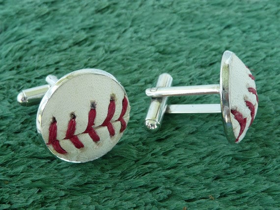 Echter Baseball Manschettenknöpfe - Handgemachte Eines Echten Baseballs von SportsCufflinks