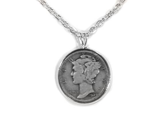 Mercury Dime-Anhänger - "Dime In" Diamant-Halskette Spielen Auf Worte von SportsCufflinks