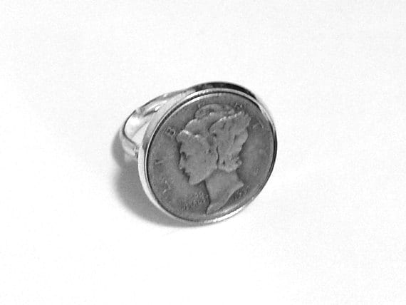"Mercury Dime Ring - "Dime In" Diamant Wortspiel ." von SportsCufflinks