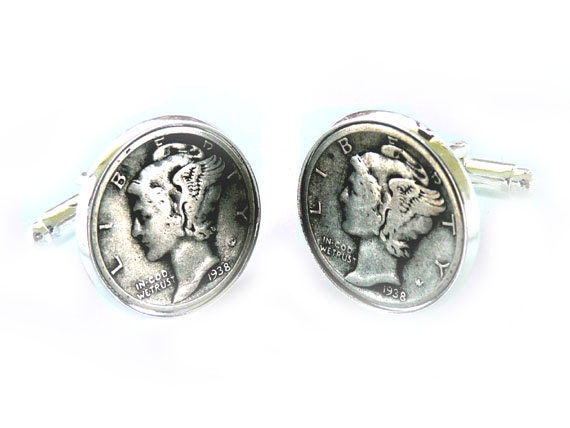 Vintage Silberne Merkur-Silber-Manschettenknöpfe von SportsCufflinks